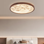 Round Flush Mount Moon Bedroom LED Dimmable Ceiling Light