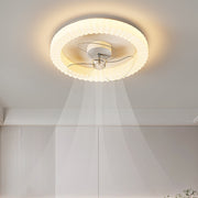 White Round Design Bedroom Ceiling Fan With LED Lighting