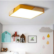 Wood Colorful Square Simple Ceiling Lights For Bedroom