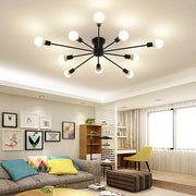 Simple Gold Iron Semi Flush Chandelier For Bedroom