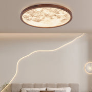 Round Flush Mount Moon Bedroom LED Dimmable Ceiling Light