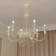 Vintage White Metal & Glass Luxury Chandelier Light -Homdiy