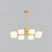 Elegant Wooden Cotton Ball Chandelier for Modern Living Spaces