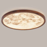 Round Flush Mount Moon Bedroom LED Dimmable Ceiling Light