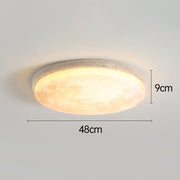 Modern Stone Round Flush Mount Moon Dimmable Ceiling Light