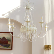 Vintage White Metal & Glass Luxury Chandelier Light -Homdiy