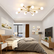 Simple Gold Iron Semi Flush Chandelier For Bedroom