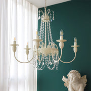 Vintage White Metal & Glass Luxury Chandelier Light -Homdiy