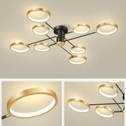 Large Iron Rings Living Room LED Dimmable Ceiling Light