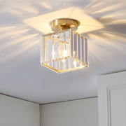 Modern Small Simplicity Clear Striped Glass Shade Ceiling Light