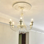 Vintage White Metal & Glass Luxury Chandelier Light -Homdiy