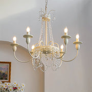 Vintage White Metal & Glass Luxury Chandelier Light -Homdiy