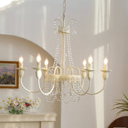 Vintage White Metal & Glass Luxury Chandelier Light -Homdiy