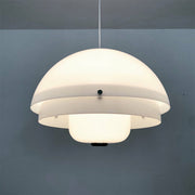 French Mid-Century Bauhaus White Metal Pendant Light