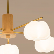 Elegant Wooden Cotton Ball Chandelier for Modern Living Spaces