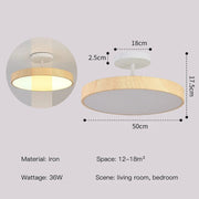 Walnut LED Semi-Flush Dimmable Ceiling Lamp