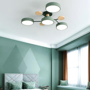 Contemporary Round Iron LED Semi-Flush Chandelier