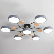 Contemporary Round Iron LED Semi-Flush Chandelier