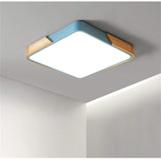 Wood Colorful Square Simple Ceiling Lights For Bedroom