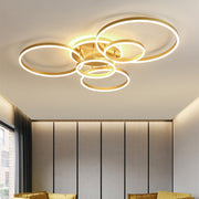 Gold Iron Multi Rings LED Bedroom Ceiling Light