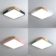 Wood Colorful Square Simple Ceiling Lights For Bedroom