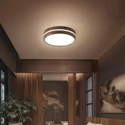 Nordic Decor Brown Round Wood LED Bedroom Ceiling Lamp