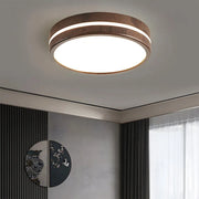 Nordic Decor Brown Round Wood LED Bedroom Ceiling Lamp