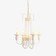 Vintage White Metal & Glass Luxury Chandelier Light