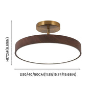 Walnut LED Semi-Flush Dimmable Ceiling Lamp