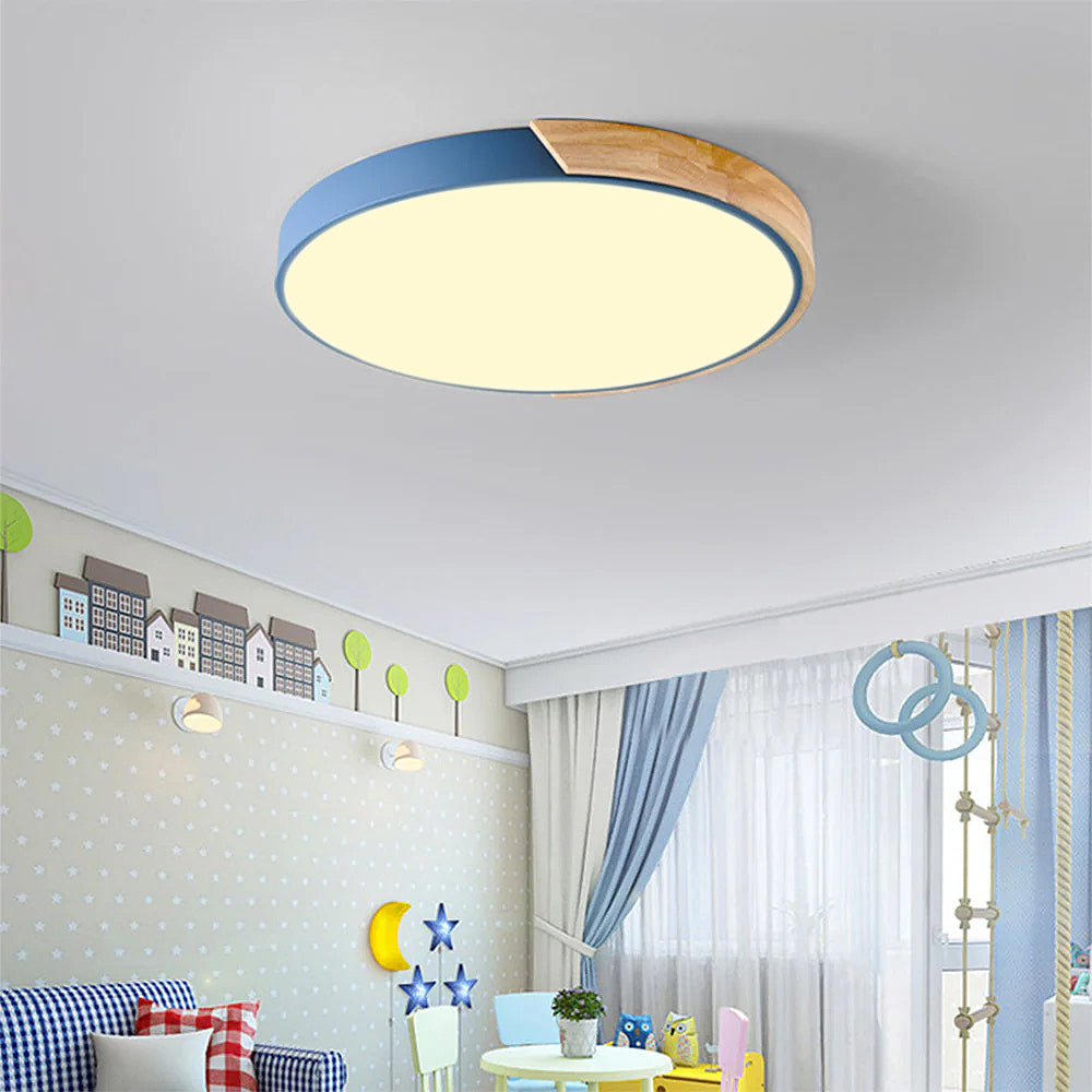 Simple Light Ceiling Gleamlamp Dimmable Ceiling Light Simple Round Wood Bedroom LED Ceiling ...