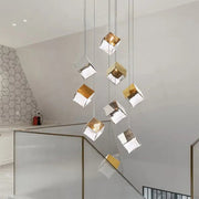 Modern Lobby LED Cube Irregular Crystal Pendant Lamp