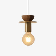 Modern Walnut Copper Bedside Pendant Light