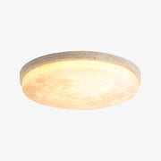 Modern Stone Round Flush Mount Moon Dimmable Ceiling Light