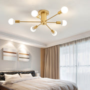 Simple Gold Iron Semi Flush Chandelier For Bedroom