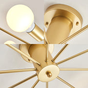 Simple Gold Iron Semi Flush Chandelier For Bedroom
