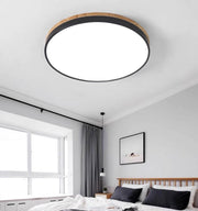 Wooden Round Shape Flush LED Ceiling Lights For Living Room