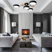 Contemporary Round Iron LED Semi-Flush Chandelier