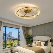 Gold Round LED Crystal Ceiling Lamp For Living Room