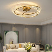 Gold Round LED Crystal Ceiling Lamp For Living Room