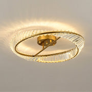 Gold Round LED Crystal Ceiling Lamp For Living Room