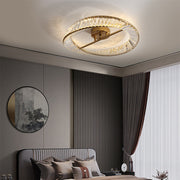 Gold Round LED Crystal Ceiling Lamp For Living Room