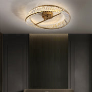 Gold Round LED Crystal Ceiling Lamp For Living Room