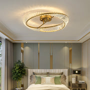 Gold Round LED Crystal Ceiling Lamp For Living Room