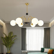 Nordic Luxury Retro Round Glass Bedroom Chandelier