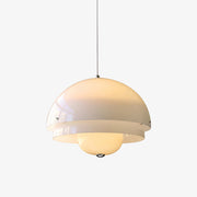 French Mid-Century Bauhaus White Metal Pendant Light