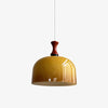 Mid-Century Walnut Wood Brown Pendant Light