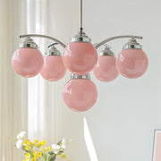 Retro Light Luxury Multi-color Round Glass Chandelier