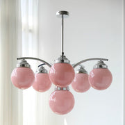 Retro Light Luxury Multi-color Round Glass Chandelier