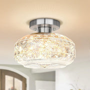 Retro Crystal Semi Flush Mount Bedroom Ceiling Light