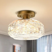 Retro Crystal Semi Flush Mount Bedroom Ceiling Light